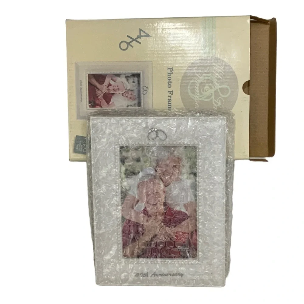 Wedding Photo Frame 40 Anniversary Porcelain White Bisque Freestanding 4x6 in